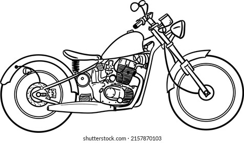 Hand Drawing of Chopper Bike, 17 May 2022