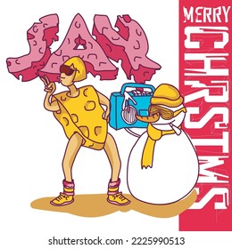 Hand drawing Christmas card vector illustration design with graffiti style doodle