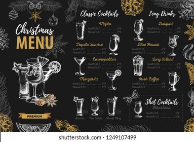 Hand drawing Christmas holiday menu design. Restaurant menu