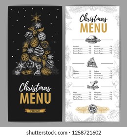 Hand drawing Christmas holiday menu design. Restaurant menu