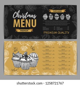 Hand drawing Christmas holiday menu design. Restaurant menu