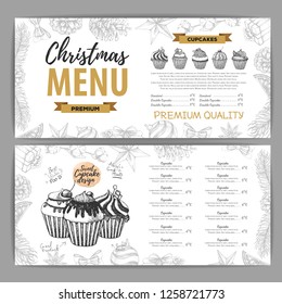 Hand drawing Christmas holiday menu design. Restaurant menu