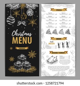Hand drawing Christmas holiday menu design. Restaurant menu