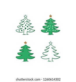 Hand drawing christmas tree collection, christmas decoration doodle set