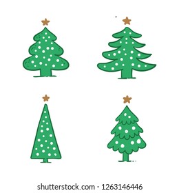 Hand drawing christmas tree collection, christmas decoration doodle set