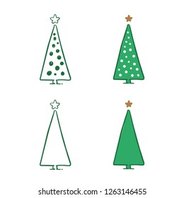 Hand drawing christmas tree collection, christmas decoration doodle set
