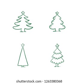 Hand drawing christmas tree collection, christmas decoration doodle set
