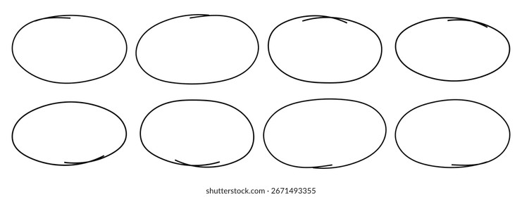Hand drawing circle line sketch set. doodle round circles for message note mark design element. Doodle set of black hand drawn circle line.  Different circles vector illustration. 