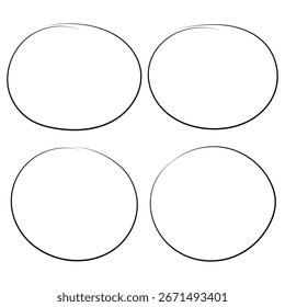 Conjunto de esbozo de línea de círculo de dibujo a mano. doodle círculos redondos para elemento de diseño de marca de nota de mensaje. Doodle conjunto de línea circular dibujada a mano negra.  Diferentes círculos de Ilustración vectorial. 