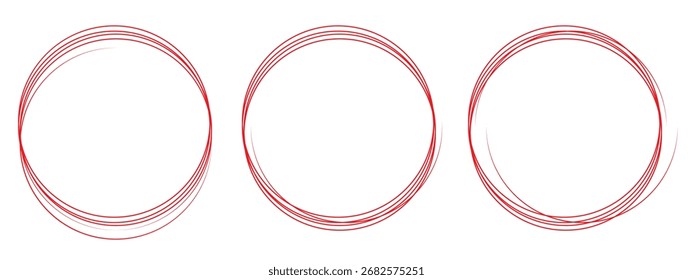 Hand drawing circle line sketch set.doodle round circles for message note mark design element. Doodle set of black hand drawn circle line.