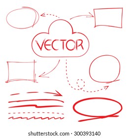 hand drawing circle and red marker, underlines