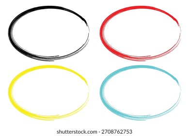 hand drawing circles different color icon. Red Marker circle brush effect. Highlight hand drawing different circles Handwritten circle, For marking text, numbers, marker pen, pencil.