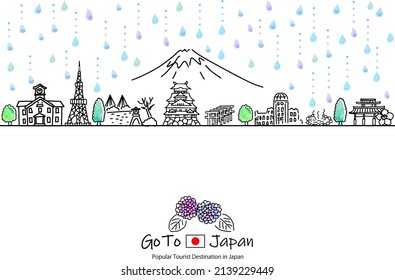 Hand Drawing Cityscape JAPAN In Rainy Season