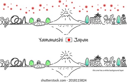 hand drawing cityscape YAMANASHI prefecture with covid-19