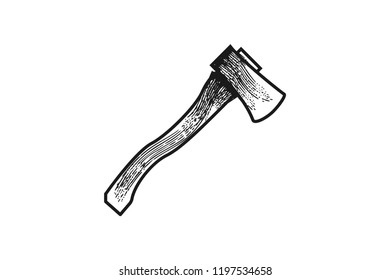 hand drawing classic of ax, Lumber logo Designs Inspiration Isolated on White Background