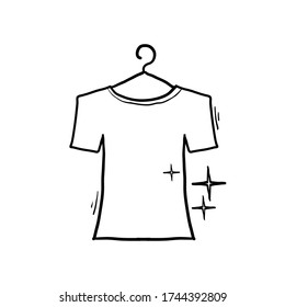 hand drawing clean clothes, shirt with hanger illustration.doodle