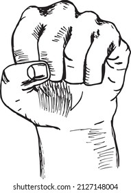 hand drawing clenched fist showing power and strong