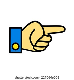Icono de dibujo a mano con un dedo índice apuntando hacia la derecha, como símbolo de orden o símbolo para notificar la designación de algo como el cursor sobre un icono u otros