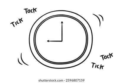 Hand Drawing of Clock Ticking