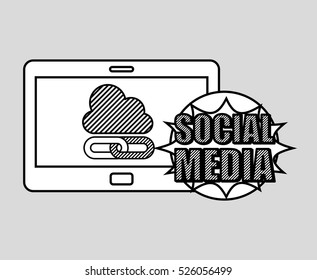 hand drawing cloud link social media mobile vector illustration eps 10