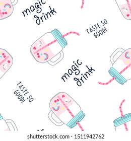 Hand drawing cocktail pattern seamless vector illustration.