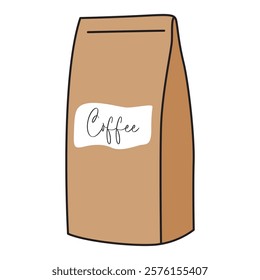 Hand Drawing of Coffee Bag with Rustic Aesthetic