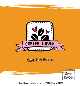 Hand drawing coffee beans with banner logo vector.