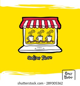 Hand drawing coffee cup with computer logo vector.