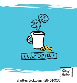 Hand drawing coffee cup logo vector.