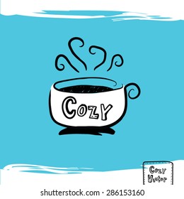 Hand drawing coffee cup  logo vector.