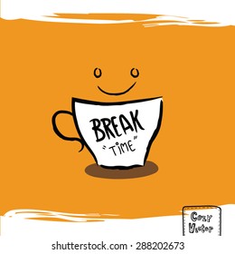 Hand drawing coffee cup with smile face vector.