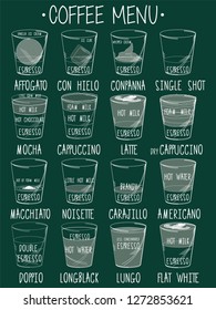 hand drawing of coffee menu in color pencil style. Vector and illustration design