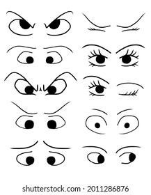 A hand drawing collection of different expressions eyes
