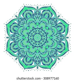 Hand drawing color zentangle element. Flower mandala. Vector illustration. The best for your design, textiles, posters, tattoos, corporate identity