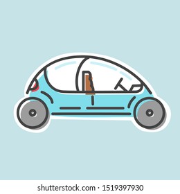 hand drawing of a colored electric car.