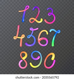 hand drawing colored numbers, mathematics numbers vector illustration