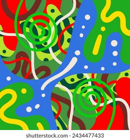 Hand Drawing Colorful Abstract Liquid Doodle Background