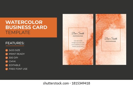 Hand drawing Colorful Abstract vertical watercolor business card design template
