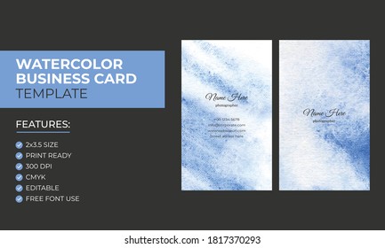 Hand drawing Colorful Abstract vertical watercolor business card design template