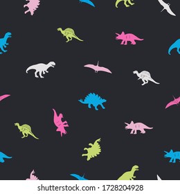 Hand drawing colorful dinosaurs pattern vector.