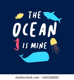 Hand drawing colorful fish and slogan  vector.