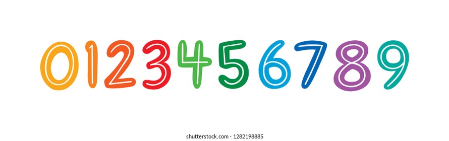 hand drawing colorful numbers
