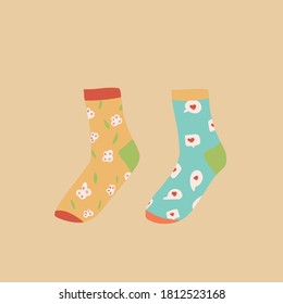 Handzeichnung bunter Socken Vektorgrafik