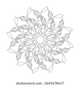 Hand drawing coloring book mandala page for Kids. Easy Mandala Coloring Book Pages for Adults to Relax, Experiences Give Relief. Resizeable Vector File
