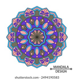 Hand drawing colour mandala design. Easy Mandala Coloring Book Pages for Adults to Relax, Experiences Give Relief. Resizeable Vector File.