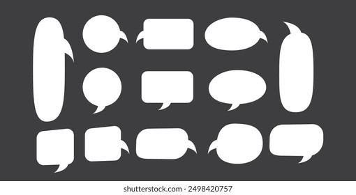 Dibujo de la mano de la comunicación de las burbujas de discurso de la colección, cuadro de texto para el mensaje, etiqueta engomada blanca de la charla del cómic