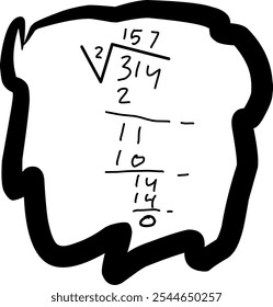 desenho à mão O conceito de divisão é subtração repetida por um divisor até que o restante seja 0. O número de divisores é o resultado da divisão