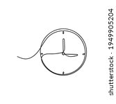 hand drawing continuous line doodle clock illustration