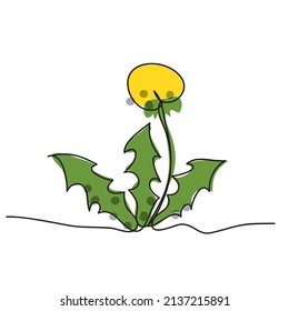 Hand drawing continuous line weeds dandelions cartoon style