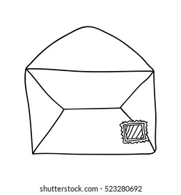 hand drawing of contour envelope mail open